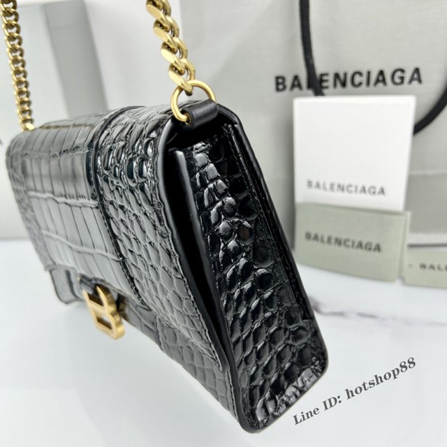 Balenciaga專櫃爆款鱷魚紋牛皮女包鏈條包 巴黎世家經典沙漏鏈條斜挎包 fyj1052